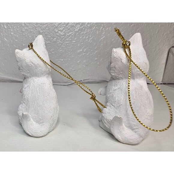 Twin White Cat Christmas Ornament Decoration - Picture 3 of 6